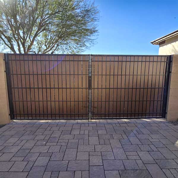 Extra wide RV gate with composite wood panels Gilbert Arizona installation